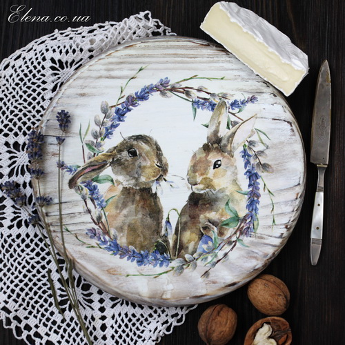 Дошка для сиру "Лавандові крольчата"