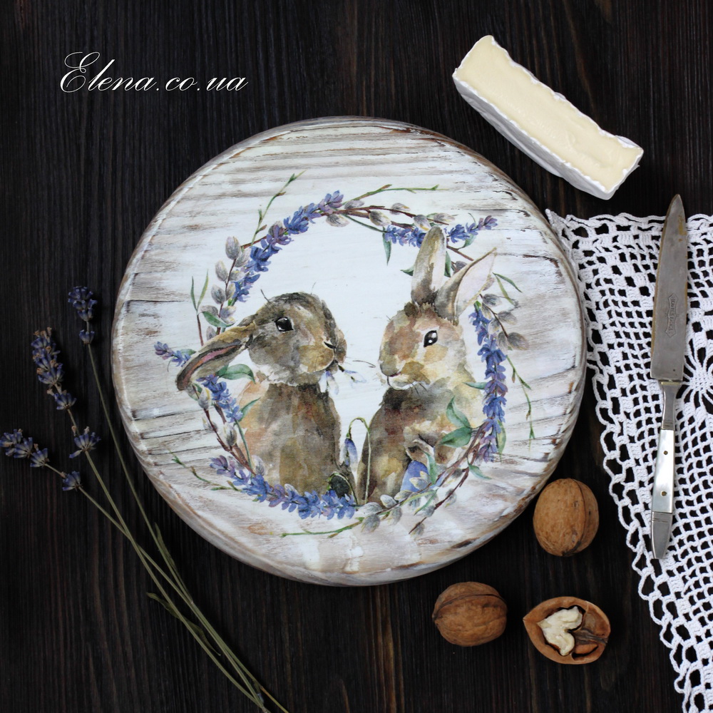 Доска сырная Кролики